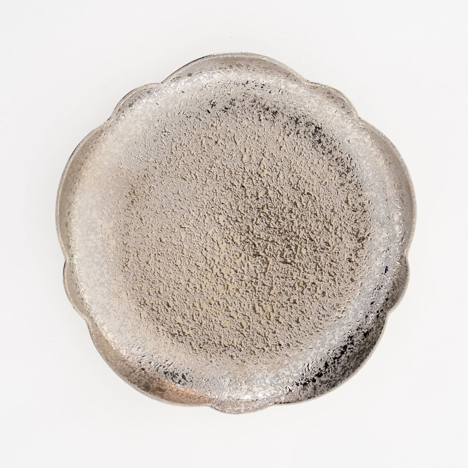 Japanese Arita Ceramic Tasei Kiln Cup and Saucer, Platinum and White Color