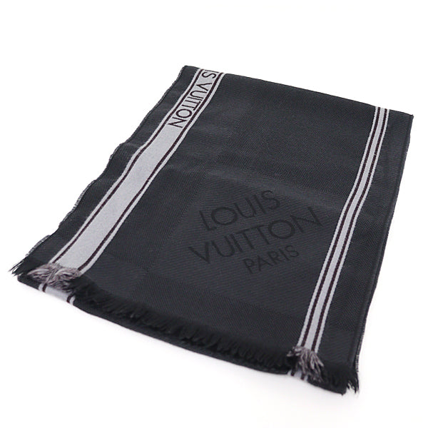 LOUIS VUITTON Scarf Echarpe Messager Damier Geant M72685 wool Men Dark Gray