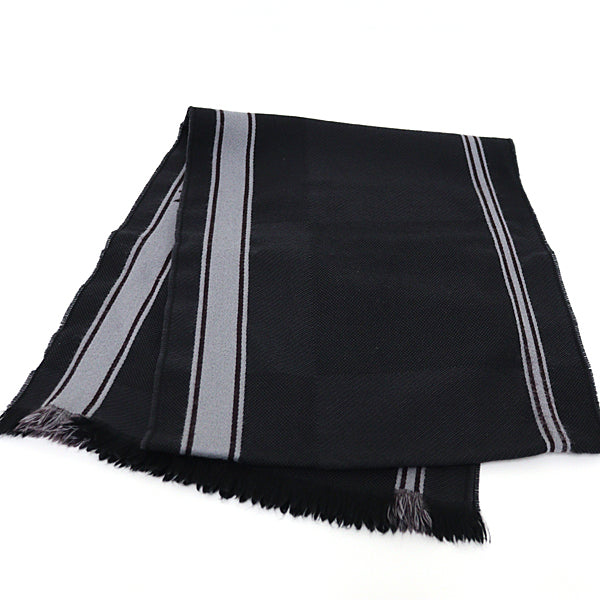 LOUIS VUITTON Scarf Echarpe Messager Damier Geant M72685 wool Men Dark Gray
