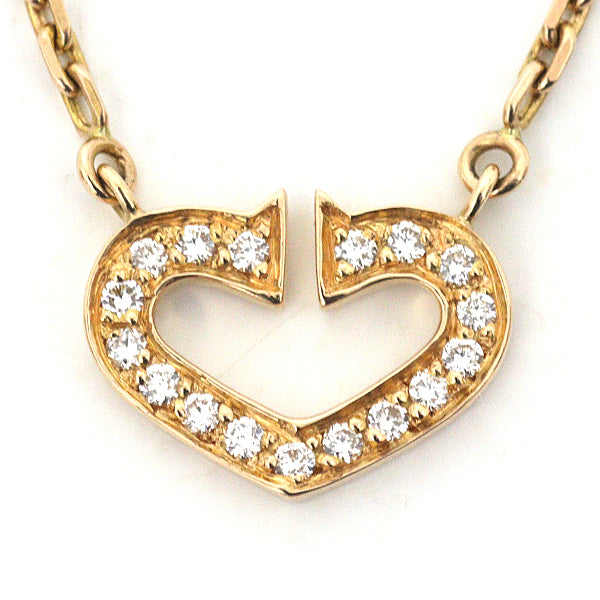 CARTIER Necklace C heart jewelry K18 Yellow Gold K18YG Diamond Women