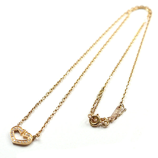 CARTIER Necklace C heart jewelry K18 Yellow Gold K18YG Diamond Women