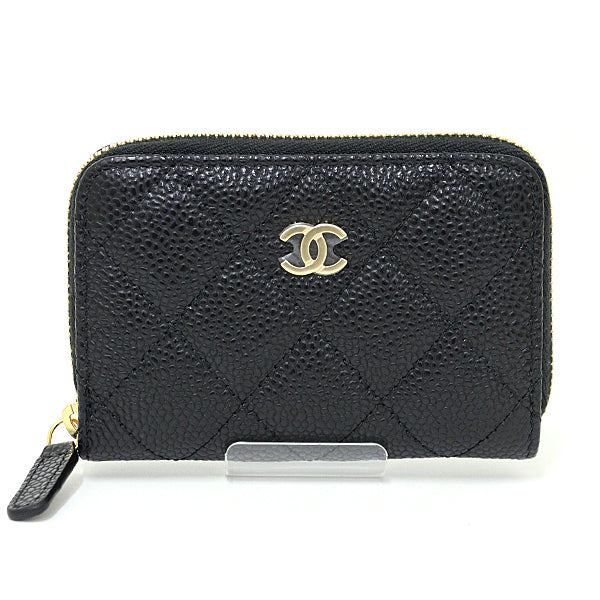 CHANEL Classic zip coin purse AP0216 Wallet Calfleather caviarskin Women Black