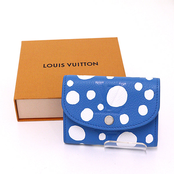 LOUIS VUITTON Coin purse 2-fold Wallet YAYOI KUSAMA M81984 Leather Blue Women