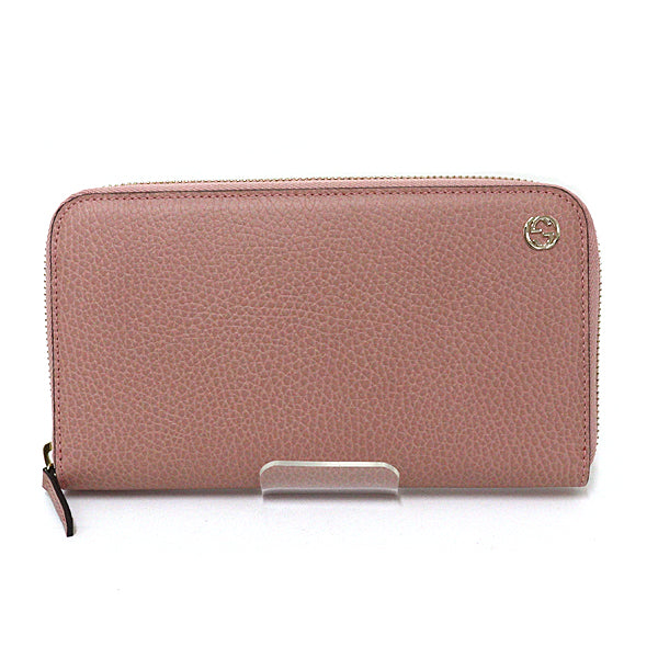 GUCCI Purse Interlocking G Zip Around Wallet 449347 Leather Women Pink