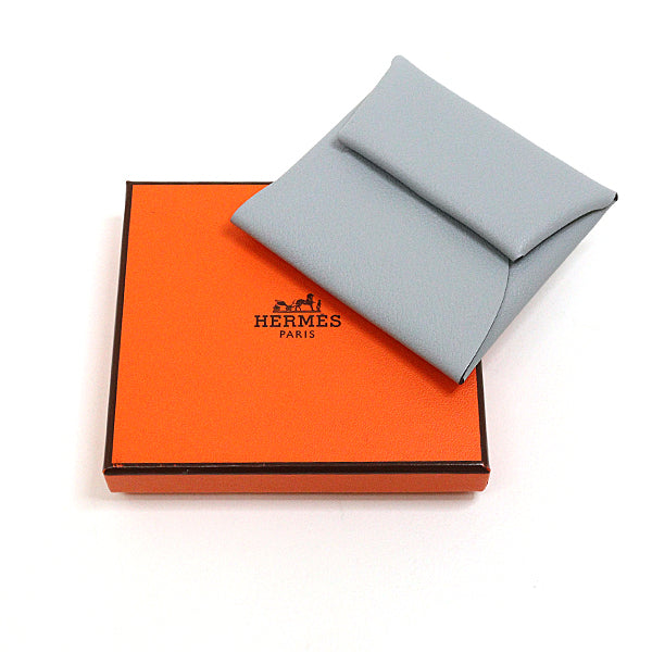 HERMES Coin purse Wallet Bastia Evercolor Leather Men Blue Glacier