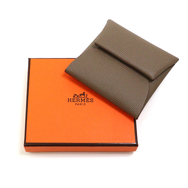 HERMES Coin purse Wallet Bastia Epson Leather Etoupe Men Unused