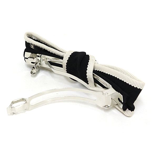 CHANEL hair clip barrette hair accessory AA9921 Silk Women Black/White