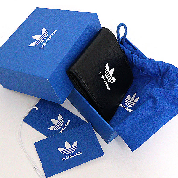 BALENCIAGA Wallet Adidas collaboration 721898 Leather Men Black/White