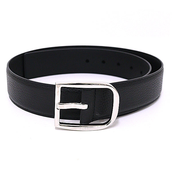 GUCCI Men's Belt Silver buckle 449716 Leather Black Size 85・34