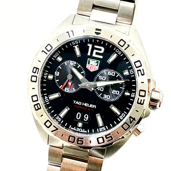 TAG HEUER WAZ111A FORMULA1 Men's Wrist watch SS Silber Black-Dial Quartz