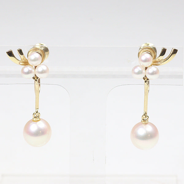 MIKIMOTO Pearl Earring Pierce Akoya Pearl K14 Yellow Gold Women