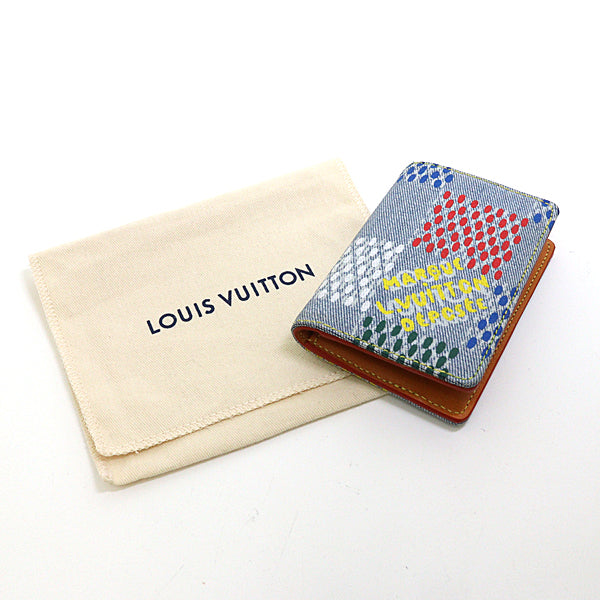 LOUIS VUITTON Card Case Organizer De Poch N00164 Denim Men Multicolor