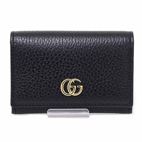 GUCCI Name card holder Japan-Limited Double G Card Case 739525 Leather Black