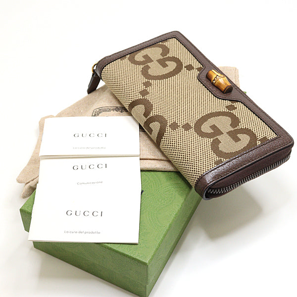 GUCCI Purse Zip Around long wallet 658634 GGcanvas×Leather Beige Women