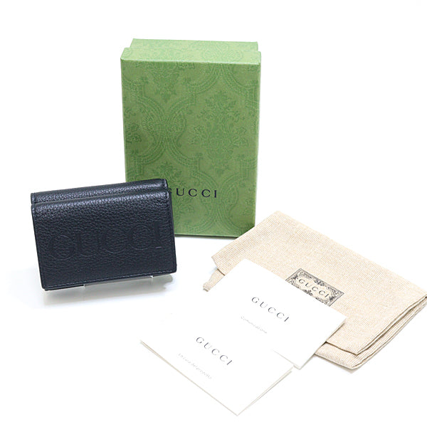 GUCCI Purse Tri-fold wallet 736151 Leather Black/Blue Women