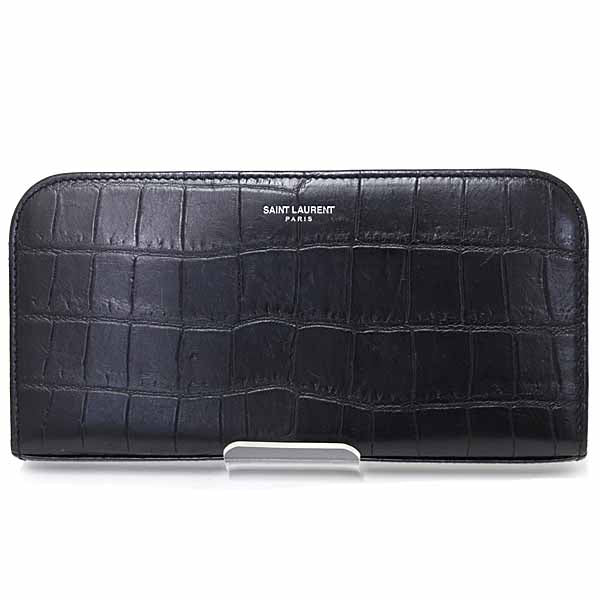 SAINT LAURENT PARIS Purse Full zip long wallet 326599-0915 Leather Unisex Black