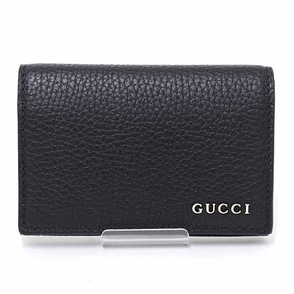GUCCI Card Case GUCCI logo business card holder 771152 Leather Men Black