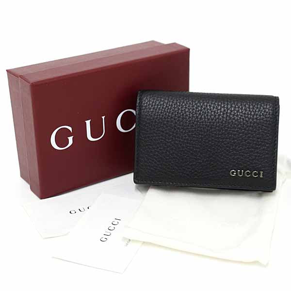 GUCCI Card Case GUCCI logo business card holder 771152 Leather Men Black