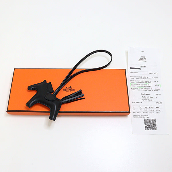 HERMES Bag charm Rodeo Charm PM Anyo Miro leather Black Unisex