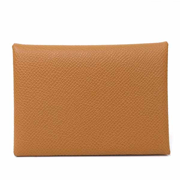HERMES Coin purse Card Case Calvi Duo Compact Epsom Women Gold Unused