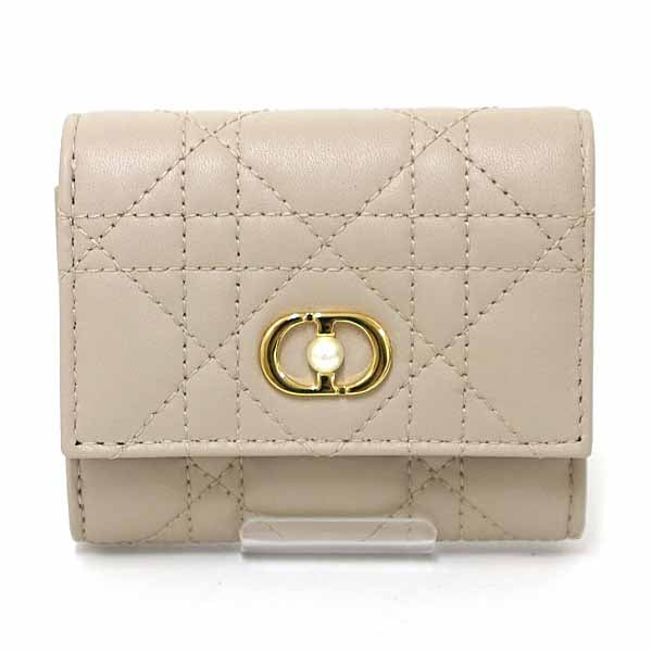 Dior Tri-fold Wallet Dior Jolie Hibiscus S3105UNJB Lambskin Women Beige