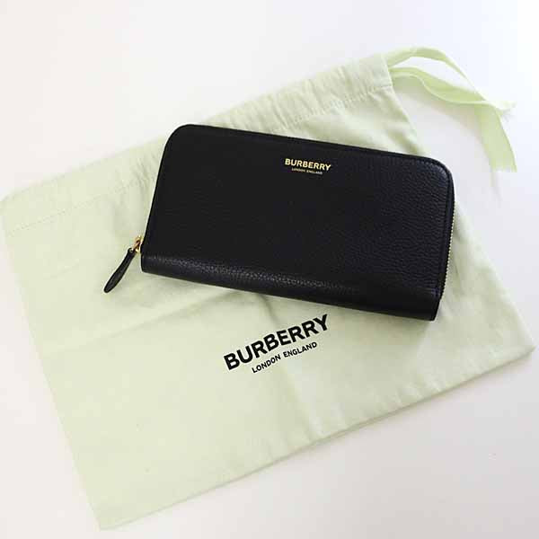 BURBERRY purse Zip Around Long Wallet 80840411 Leather Unisex Black