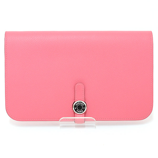 HERMES Purse Dogon GM Long Wallet Evercolor leather Women Pink Y