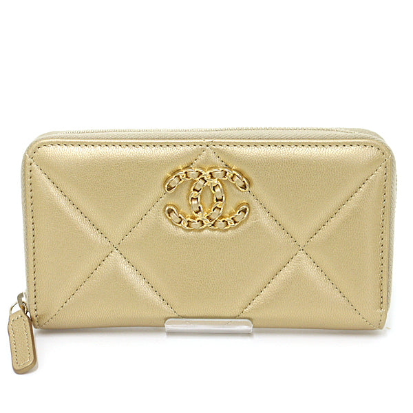 CHANEL Purse Wallet CHANEL 19 Small zip wallet Lambskin Women Gold