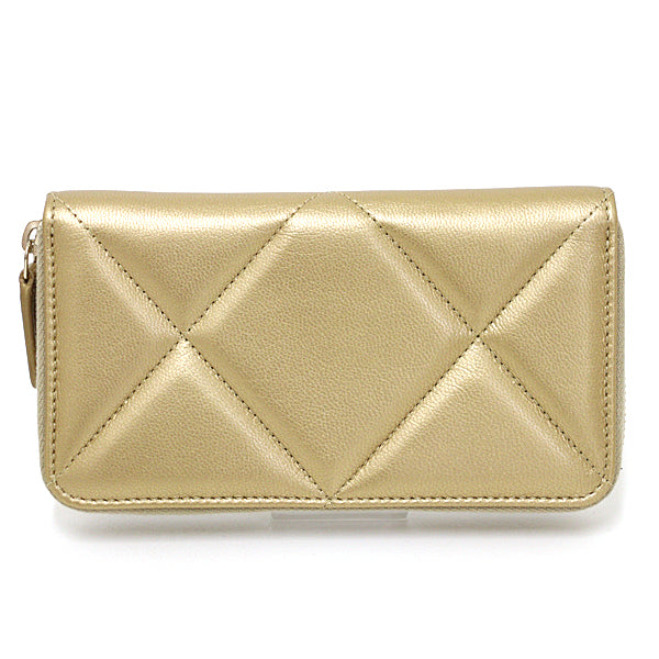 CHANEL Purse Wallet CHANEL 19 Small zip wallet Lambskin Women Gold