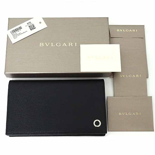 BVLGARI Purse bulgari・bulgari man Long wallet 30398 Calf Leather Men Black/Blue