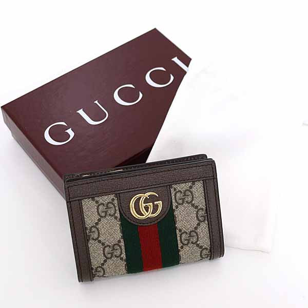 GUCCI wallet Ophidia Small Wallet 813296 GG Supreme Canvas Women Beige/Brown