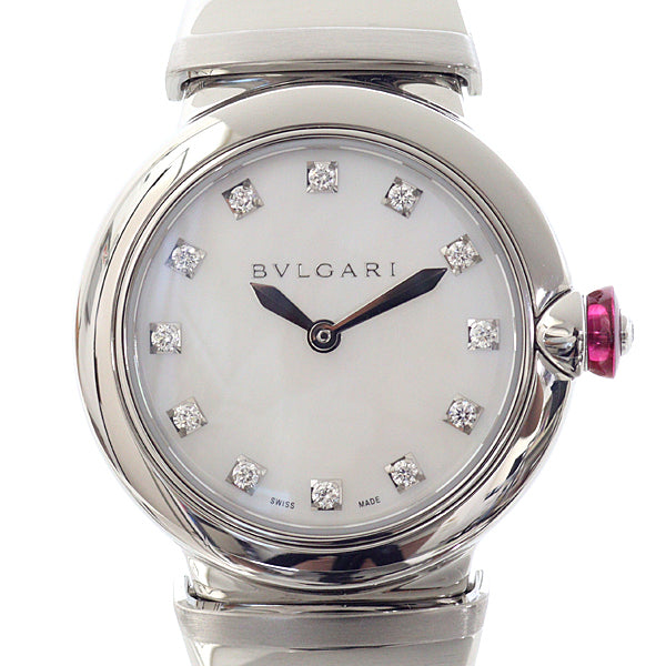 BVLGARI LU28S Le chair Ladies Wrist watch Women SS Diamond Silver quartz