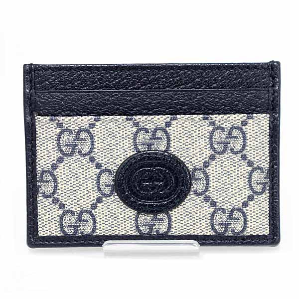 GUCCI Card Case Interlocking G 673002 GG Supreme Canvas Men Navy