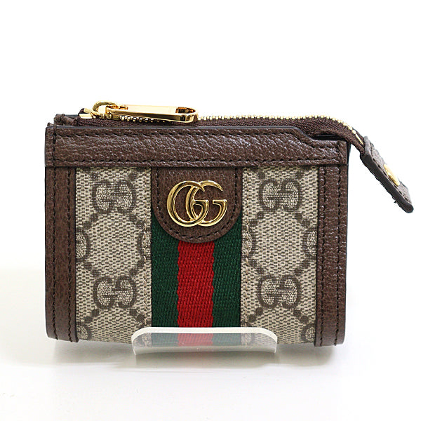 GUCCI Coin purse Ofidia 699530 With key hook GG Supreme Canvas Brown