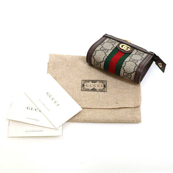 GUCCI Coin purse Ofidia 699530 With key hook GG Supreme Canvas Brown