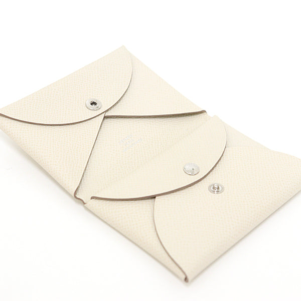 HERMES Coin purse Calvi duo Mini wallet Epsom Leather Women U