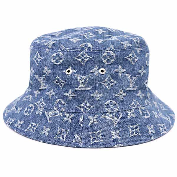 LOUIS VUITTON Hat bucket hat monogram essential Cap M78773 Blue Cotton