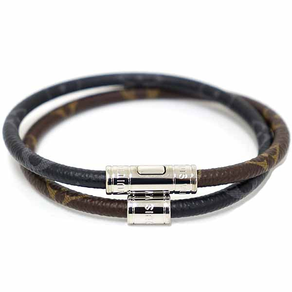 LOUIS VUITTON Mens bracelet Brasserie Keep It Monogram Eclipse Black/Brown 16g