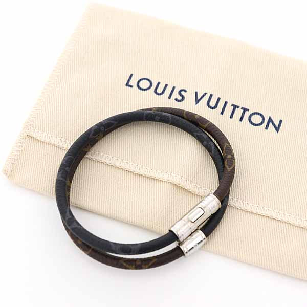 LOUIS VUITTON Mens bracelet Brasserie Keep It Monogram Eclipse Black/Brown 16g