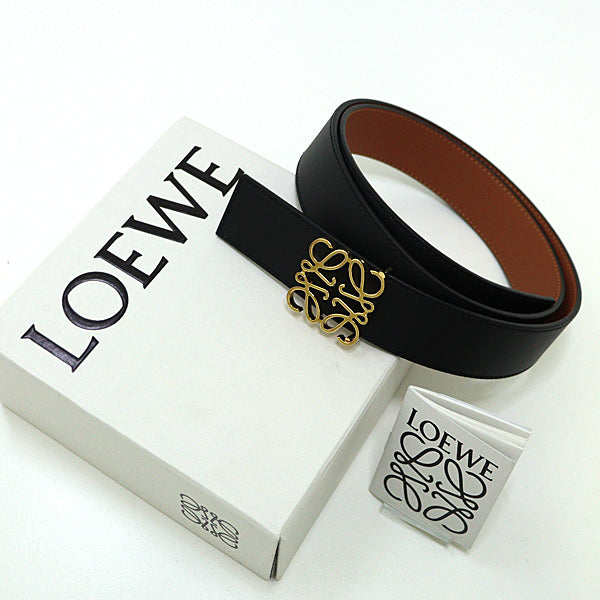 LOEWE Belt Reversible Anagura Leather Men Black/Brown 124g