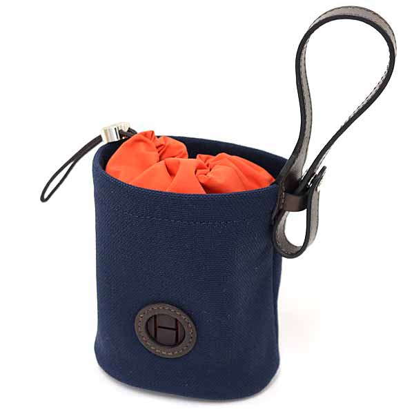 HERMES DOG Treats Pouch Coating canvas B 2023year B Navy/Orange