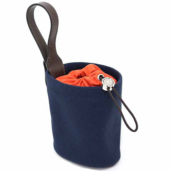 HERMES DOG Treats Pouch Coating canvas B 2023year B Navy/Orange