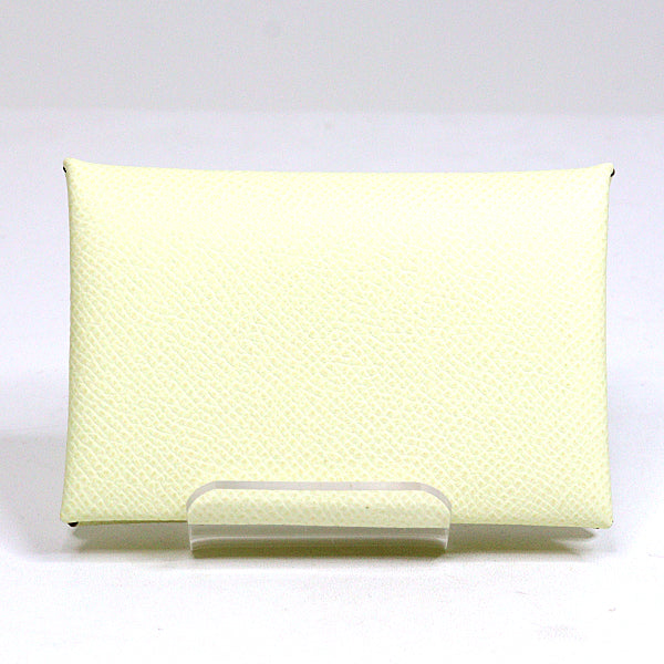 HERMES Card Case Calvi Epsom Leather Unisex JAUNE MILTO W