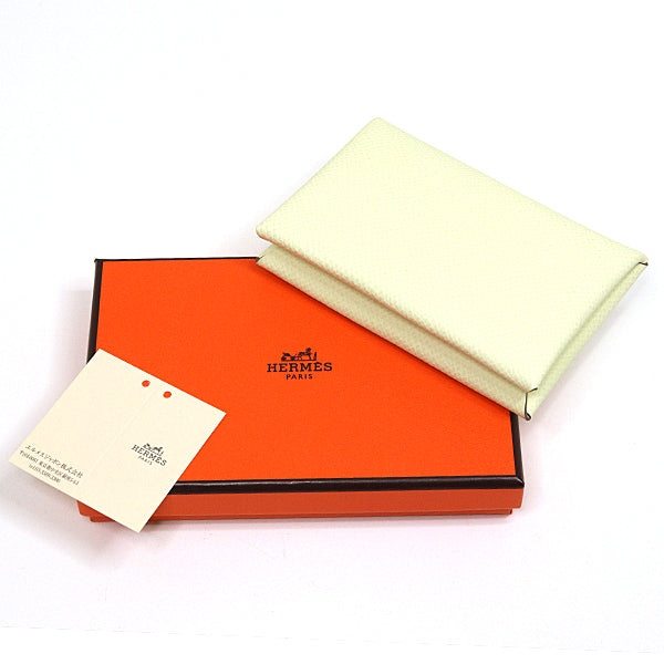 HERMES Card Case Calvi Epsom Leather Unisex JAUNE MILTO W