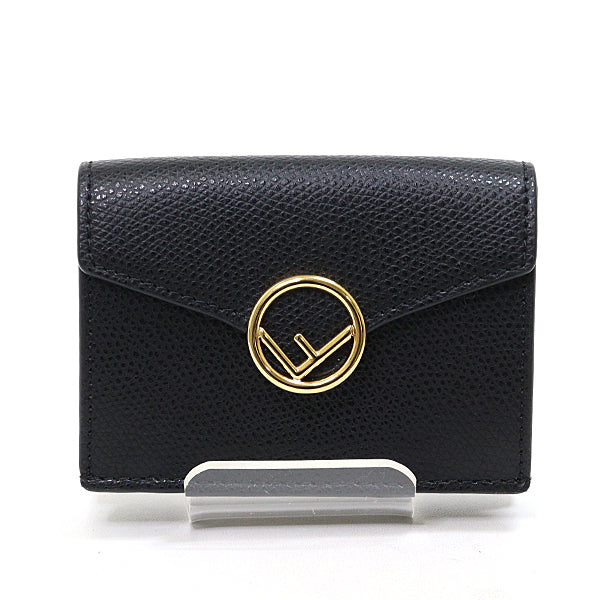FENDI Tri-fold wallet compact Wallet F is 8M0395 Leather Women Black