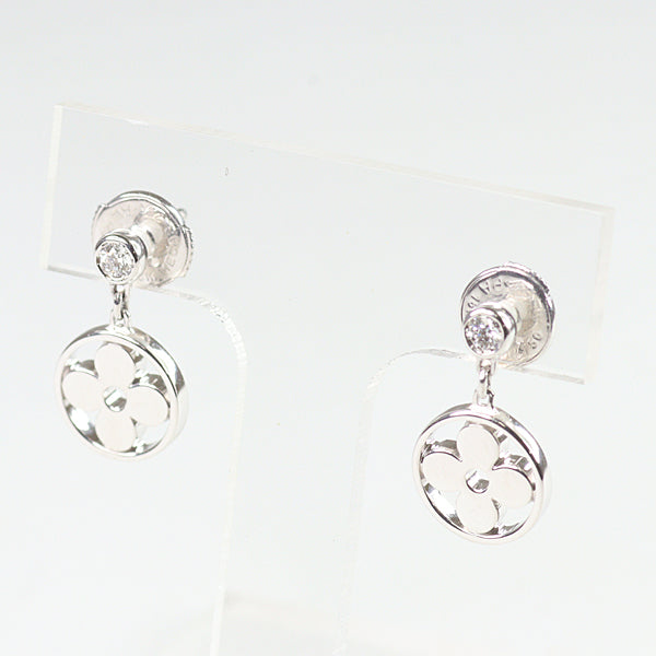 LOUIS VUITTON Pierce Monogram Ldylle Earring Q96167 K18WG White Gold FineJewelry