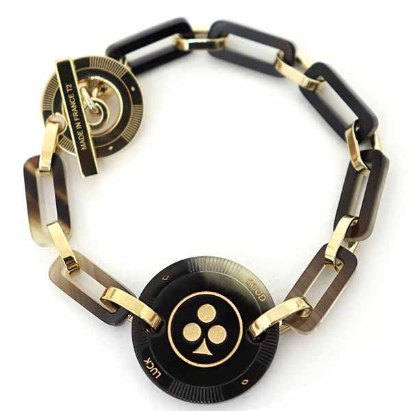 HERMES ladies bracelet Faite Vo Jeu Bracelet Buffalo horn Women Brown 12.8g