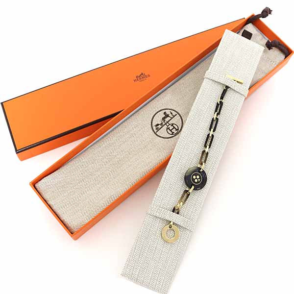 HERMES ladies bracelet Faite Vo Jeu Bracelet Buffalo horn Women Brown 12.8g