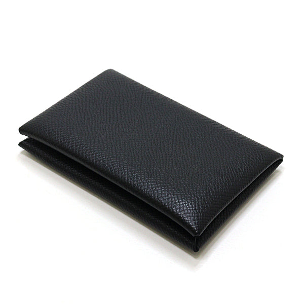 HERMES Card Case Calvi Epsom leather Men Black W(2024)