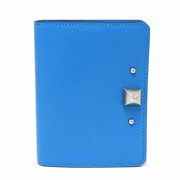 HERMES Medor studs Card Case Leather Women Blue B(2023)